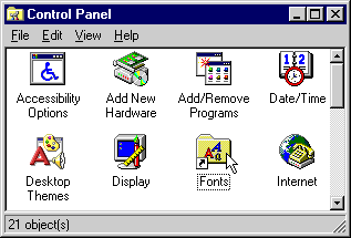 Windows 95 Control Panel.